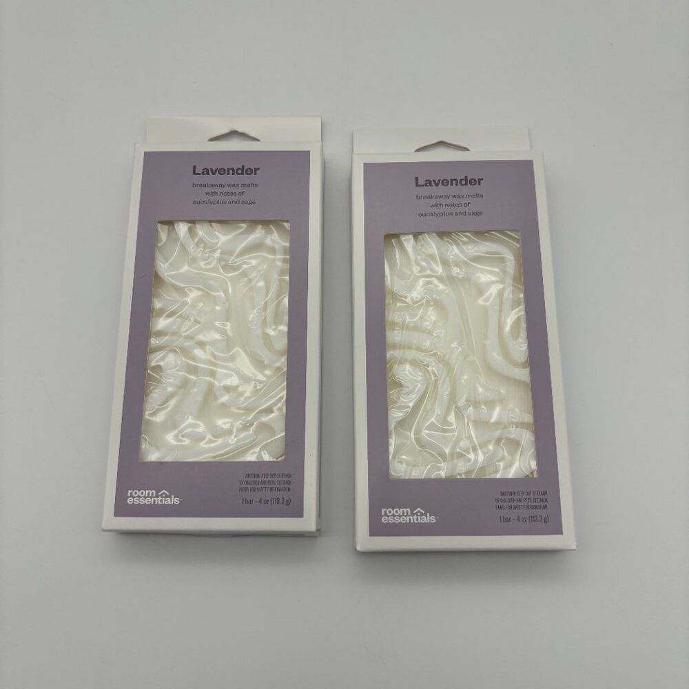 Room Essentials 4oz LAVENDER Wax Melts Bar Embossed Pattern, Eucalyptus Sage (2)
